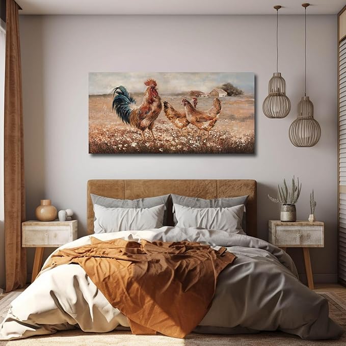LEVERUP Animal Pictures Wall Decor Nature Pictures Wall Artwork Tan Wall Decor for Dining Room Bedroom Office Home Wall Decoratios 24×48 Inch