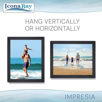Icona Bay Combination Black Picture Frames Set - 10 PC (Four 4x6, Four 5x7, Two 8x10), Impresia Collection Multi-Pack, Simple Modern Design for Wall Gallery