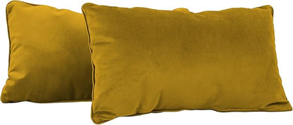 FDP 12" x 20" Velvet Rectangle Lumbar Pillow Set with Piping Decorative Throw Pillow for Home Dcor in Living Room, Bedroom or Lounge (2-Pack) - Dijon, 15159-114
