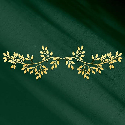 Hotop 2 Pieces Metal Tree Leaf Wall Decor Vine Olive Branch Leaf Wall Art Wrought Iron Scroll Sculptures Above the Bed, Living Room, Outdoor Decoration(Classic Style,Gold)