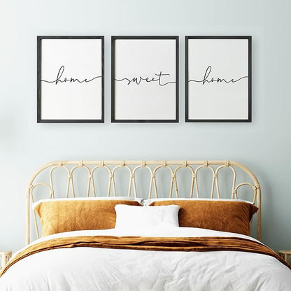 Heiple Set of 3 Framed Farmhouse Home Sweet Home Sign Above Bed Wall Decor for Bedroom Decor Wall Art Wood Signs
