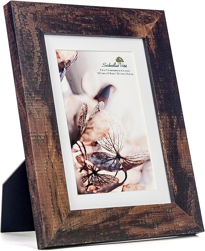 brown 5x7 Picture Frame,Display 5x7 without Mat or 4x6 with Mat