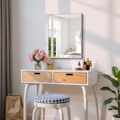COFENY Silver Bathroom Mirror for Wall, 18x24 Inch Rectangle Mirror with Metal Frame, Modern Vanity Mirrors for Bathroom Living Room, Entryway Hangs Horizontal or Vertical