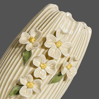 Yellow Ceramic Vase - 7 Inch Small Decorative Vases Home Decor, 3D Modern Flower Vase, Centerpiece Table, Shelf, Mantel, Kitchen, Living Room Decor