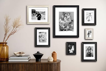 Yaetm 16x20 Picture Frame Matted to 11x14 Set of 4, 1.4" Wide Molding & Distressed Black Poster Frames 16 x 20 for Wall Gallery, Home and Office, Wall Mount (4 Pack, Black)