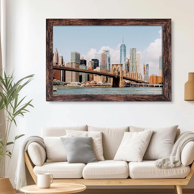 SESEAT 24x36 Frame Rustic Brown Set of 6, Gallery Poster Picture Frames for Wall Mounting