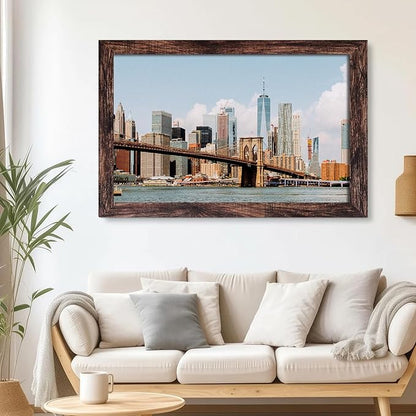 SESEAT 24x36 Frame Rustic Brown Set of 6, Gallery Poster Picture Frames for Wall Mounting