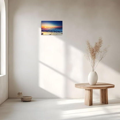 TutuBeer 1 Panel Beach Home Beach Decor Sea Wall Art for Home White Ocean Sea Sunrise with Deep Blue Sky Ocean Pictures Seascape Art for Wall Seascape Art 30" x 40" x 1 Piece