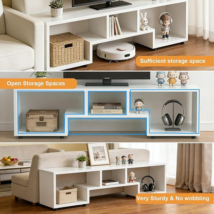 Lightdot TV Stand for TVs up to 55'', Modern Entertainment Center with Open Storage Shelf Large capacity for collection, Media Table TV Console for Living Room/Bedroom/Sofa Cabinet,Easy Assembly-White