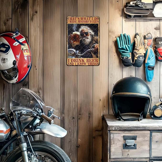 Motorcycle Girl Metal Sign We'll Travel After This Drink Poster Garage Art Wall Decor Man Cave Accessories Living Room Bathroom Bar Pub Home Decor 12x8 Inch