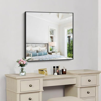 KOCUUY Bathroom Mirror,30x30 Square Black Mirror with Aluminum Metal Frame,Black Vanity Wall Mirror Modern Home Decor for Bathroom, Living Room, Farmhouse and Entryway