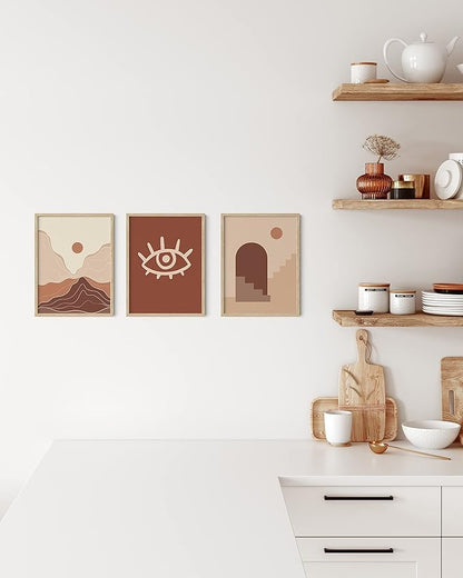 HAUS AND HUES Beige Oak Wood 9x12 Picture Frame - Modern Wood Wall Art Display - Lightweight 9x12 Frame for Art Prints, Photos, Posters - Ready-to-Hang Vertically & Horizontally (Set of 3)
