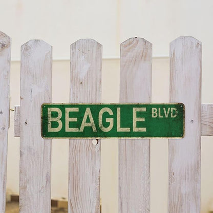 Vintage Signs Beagle Blvd Sign Street Sign Retro Metal Sign for Home Bar Coffee Garden Indoor Ourdoor Decor,Aluminium 4x16 Inch