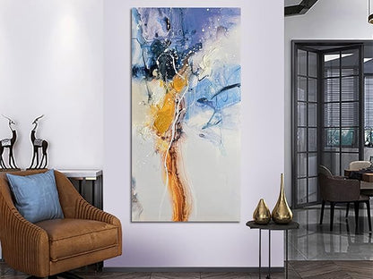Ardemy Large Abstract Wall Art 58"x29" - Textured Canvas Painting in Blue Purple & Gold, Modern Artwork for Living Room, Bedroom, Dining Room & Home Office Decor
