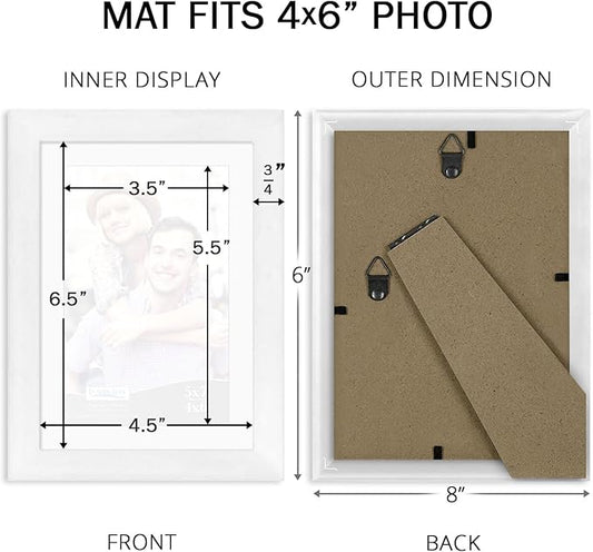 Icona Bay 5x7 Picture Frame Set w/Removable Mat to 4x6 (White, 10 Pack), Simple Modern Design, Table Top Kickstand and Wall Hanging Hooks Included, Impresia Collection