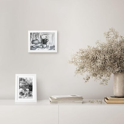 5x7 Picture Frame Set of 6, Display 4x6 with Mat or 5x7 Without Mat, Photo Frames for Wall Mounting or Table Top Display,Collage Wall Decor Gallery Wall Frame Set,White