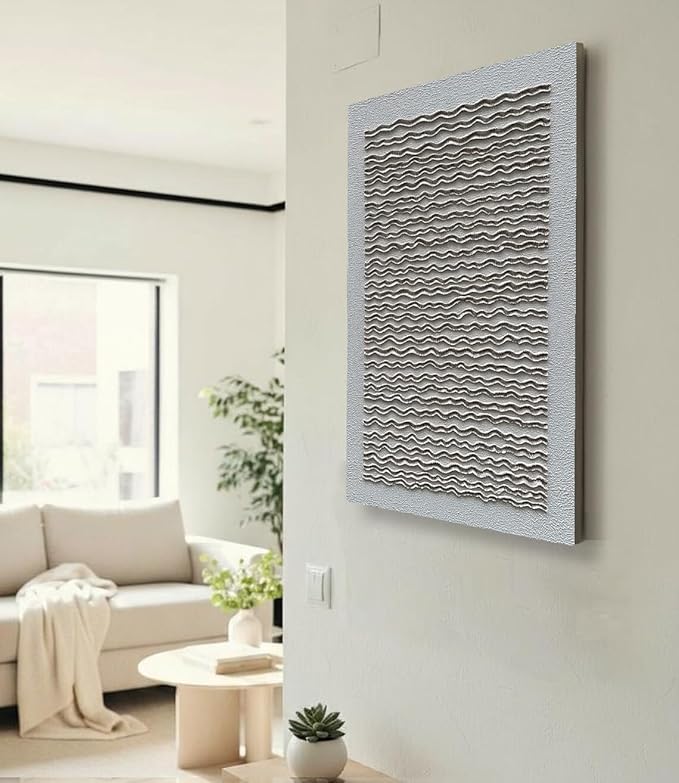 NANKAI Art White Texture Abstract Art Oil Painting Modern Minimalism Art Home Office Wall Deco Art 40x28 inches