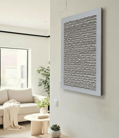 NANKAI Art White Texture Abstract Art Oil Painting Modern Minimalism Art Home Office Wall Deco Art 40x28 inches