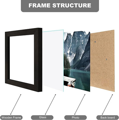 Hongkee 3.5x5 Picture Frame Set of 3 - Made of Real Glass and Black Wooden Frame, 3.5 by 5 small Photo for Wall or Tabletop Display