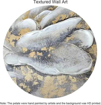 Waowumar Flowers Canvas Wall Art Gray and Gold Magnolia Pictures Contemporary Floral Textured Painting for Bedroom Living Room Decor