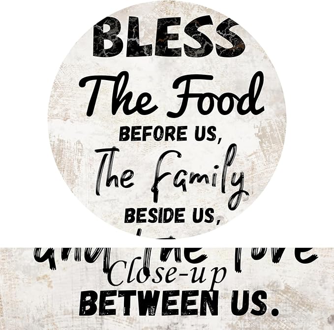 KREATIVE ARTS 3 Pieces Kitchen Canvas Wall Art Bless the Food Wooden Framed Canvas Quotes Pictures Vintage Knives and Forks Red Wine Glasses Giclee Prints for Dining Room