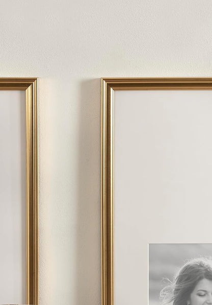 Kate and Laurel Adlynn Rectangular Panel Picture Frame Set of 2, 14 x 30 matted to 8 x 10, Gold, Modern Two-Piece Photo Frame Set for Gallery Wall Decor in Living Room Wall Display