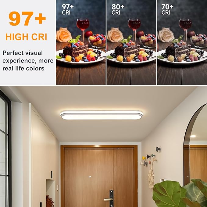 Smart LED Ceiling Light,36.2In Dimmable Modern Metal Linear LED Ceiling Lamp,Flush Mount Wraparound Shape Lighting Fixture with Remote Control for Kitchen Dining Room & Laundry 55W
