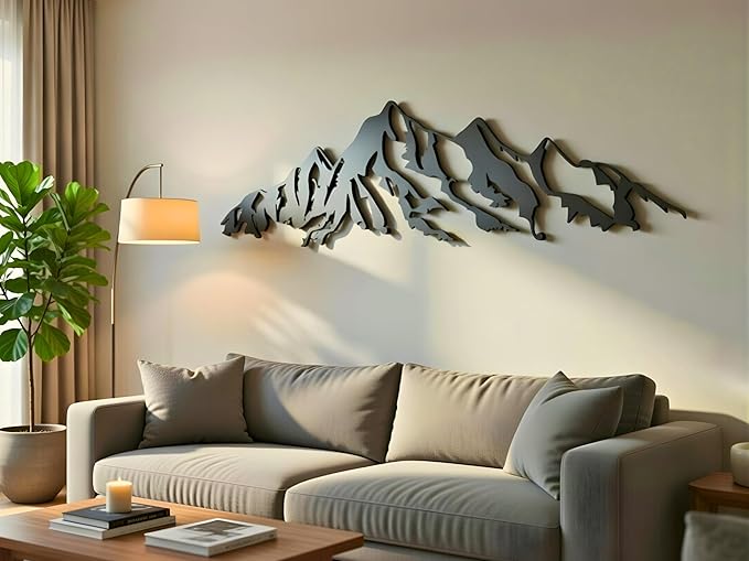 Vailla Mountain Wall Art Decor Wall Hanging Sculpture Modern Home Decoration Nature Wall Decor Large Wooden Art 3D Textured Sculptures for Living Room Bedroom Office Dinnig Room
