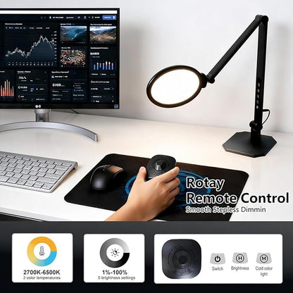 NS LED Desk Lamp 2 Pack, LED Desk Light for Home Office & Video Calls, Adjustable 3000K-6500K Office Lamp with Remote Control, Timer, Memory, CRI95+, Dimmable Desktop Lamp