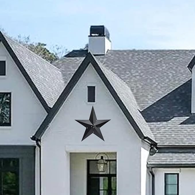 24" Barn Star-Black Barn Stars Outdoor Decoration-Metal Star for Outside Texas Stars Art Rustic Vintage Western Country Home Farmhouse Primitive House Decor- Primitive Wall Décor