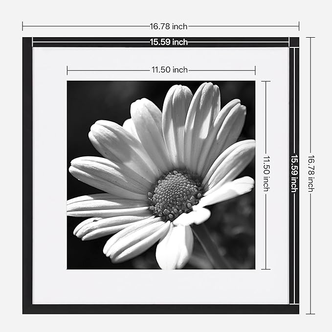 eletecpro Gallery Wall Frame Set of 3, 16x16 Inch Square Black Frames with 12x12 Mat, Scratch-Resistant Finish for Modern Home Decor