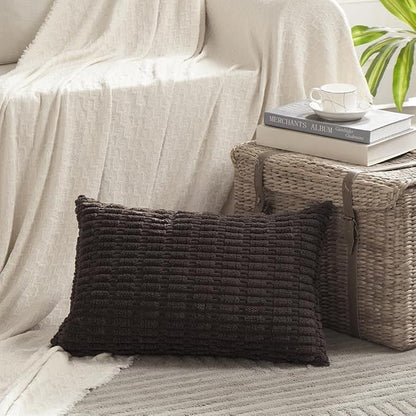 Fancy Homi 4 Packs Decorative Throw Pillow Covers for Living Room Couch Bed, Modern Farmhouse Boho Home Décor Accent Cushion Case, 24" x 12", Dark Brown