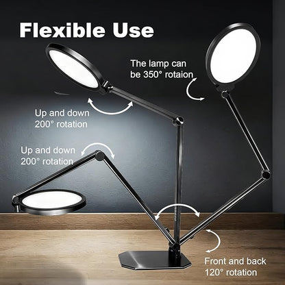 NS Pro LED Desk Lamp with Remote Control, Eye-Caring CRI95+ Dimmable Desk Light, 3000K–6000K Adjustable Color Temperature, Flexible Clamp or Base Mount, for Home Office, Study & Zoom Meetings, 2Pack