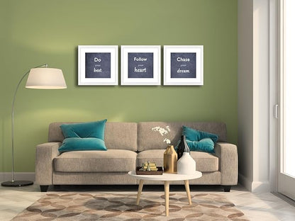 11x11 Picture Frame Set of 3 with Real Glass for Pictures 8x8 with Mat or 11x11 Without Mat, Wall Gallery or Tabletop display Photo Frames in White
