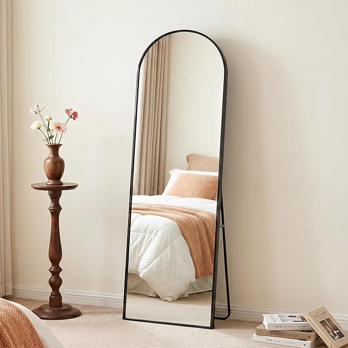 Antok Full Length Over-the-Door Hanging Mirror - Freestanding Wall Mount Leaning Body Mirror for Bedroom Living Room Entryway, 48" L x 14" W, Black