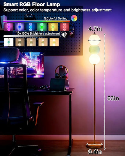 Lightdot RGB Floor Lamp with Touch Control, Dimmable Globe Modern Standing Lamp, RGB&3000K Color Changing LED Floor Lamp Ambient Lighting, Blue Tall Lamp for Living Room Bedroom Gaming Corner Decor