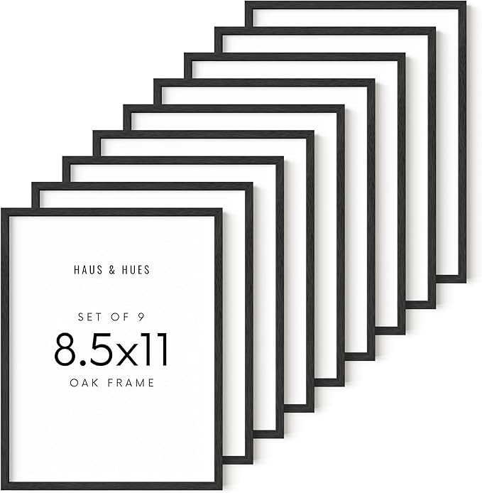 HAUS AND HUES Certificate Frame Set of 9-8.5x11 Black Oak Wood Document Holders