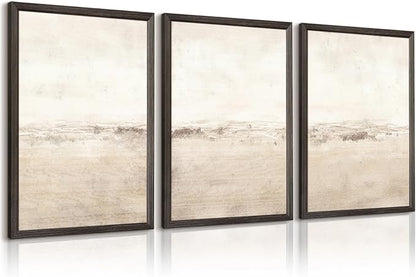 Baccone Beige Abstract Wall Art Set of 3 Neutral Canvas Wall Art Prints Boho Abstract Picture Modern Abstract Art Wall Decor Minimalist Artwork for Living Room Bedroom Decor 12x16 Inch Wood Framed