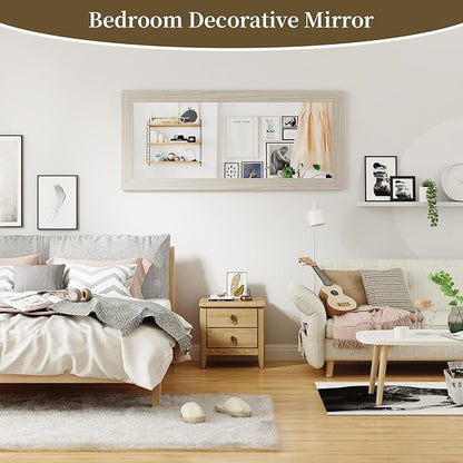 Syndra Modern Full Length Mirror Wood Frame, 65x24'' Large Floor Mirror with HD Tempered Glass & Wall Mount, Rectangular Standing Mirror for Bedroom, Living Room, Entryway, Farmhouse(Grey White Oak)