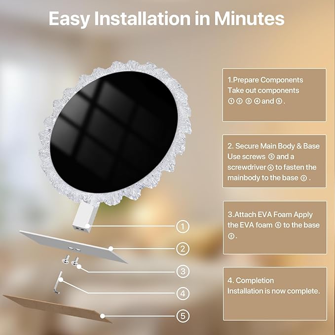 Crystal Round Vanity Mirror with Lights, 16 Inch Dimmable LED Makeup Mirror for Women, 3 Color Temperatures, Touch Switch, Silver Frame, Ideal for Girlfriend & Makeup Lovers