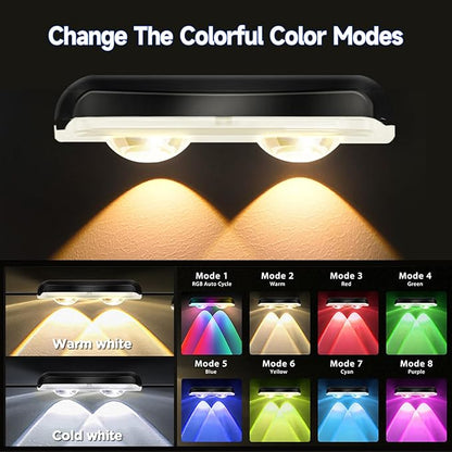 AHAWILL Outdoor Fence Lights,7 Fixed Colors & Color Changing Modes,IP67 Smart Fence Lighting with Remote Control,App Control,LED Light for Outdoor Decor,Wired 8 Packs (50ft)