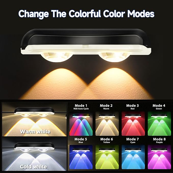 AHAWILL Outdoor Fence Lights,7 Fixed Colors & Color Changing Modes,IP67 Smart Fence Lighting with Remote Control,App Control,LED Light for Outdoor Decor,Wired 24 Packs(150ft)