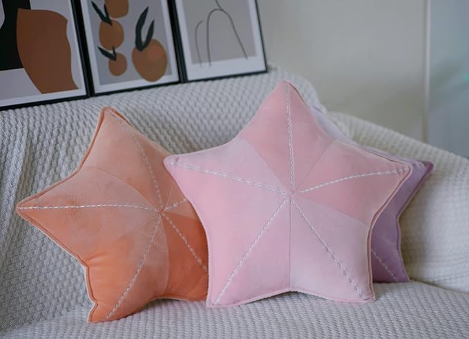 Starfish, Shell Plush Pillow, Car & Waist Cushion, Interesting Characteristic Chair Cushion (Star Pink, 19.6in)