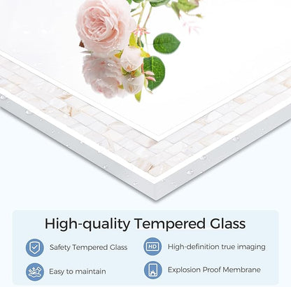 Tanmicoshomy 30 x 36 Inch White Bathroom Mirror, Natural Shell Framed Rectangle Mirrors with Tempered for Bathroom Bedroom, Living Room, Wall Mounted Horizontal or Vertical Hanging