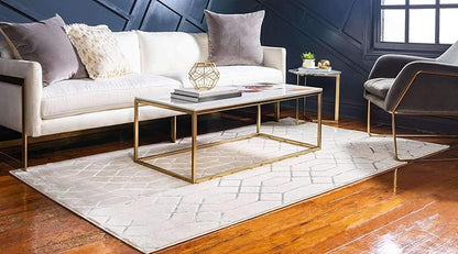 Marilyn Monroe Glam Collection Area Rug - Trellis (10'x 14' 1" Rectangle, White Silver/ Silver)