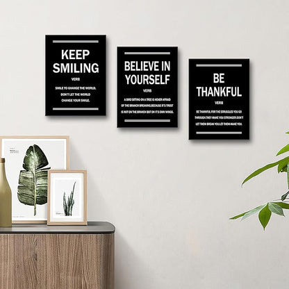 Motivational Wall Decor Black Believe Yourself Inspirational Entrepreneur Quotes Positive Affirmation Sign Posters Artwork for Living Room Workplace Wall Picture Stretched and Framed [36''W X 16''H]