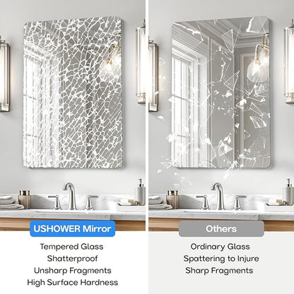 USHOWER Frameless Bathroom Mirror for Over Sink, 24x36 Inch Rectangle Wall Vanity Mirror for Bathroom, Bedroom, Entryway, Polished Edge, Tempered Glass