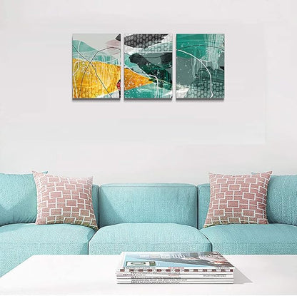 Canvas Wall Art For Living Room Abstract Wall Decor For Office Modern Bedroom Wall Decorations For Bathroom Hang Pictures Artwork Kitchen Wall Art Blue Watercolor Abstract Painting Home Decor 3 Piece