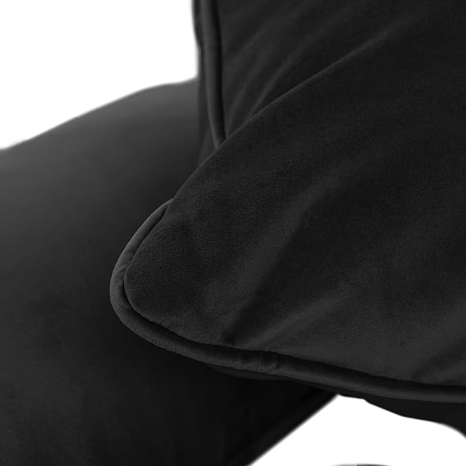 FDP 12" x 20" Velvet Rectangle Lumbar Pillow Set with Piping Decorative Throw Pillow for Home Dcor in Living Room, Bedroom or Lounge (2-Pack) - Onyx, 15159-350