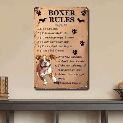Metal Sign Tin Sign Vintage Wall Art Boxer Rules Tin Sign for Room 6×8 Inches